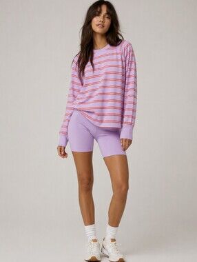 Lavender Girl Aerie Oversized Shirt Top Striped Pastel Core Soft Girl Preppy XS